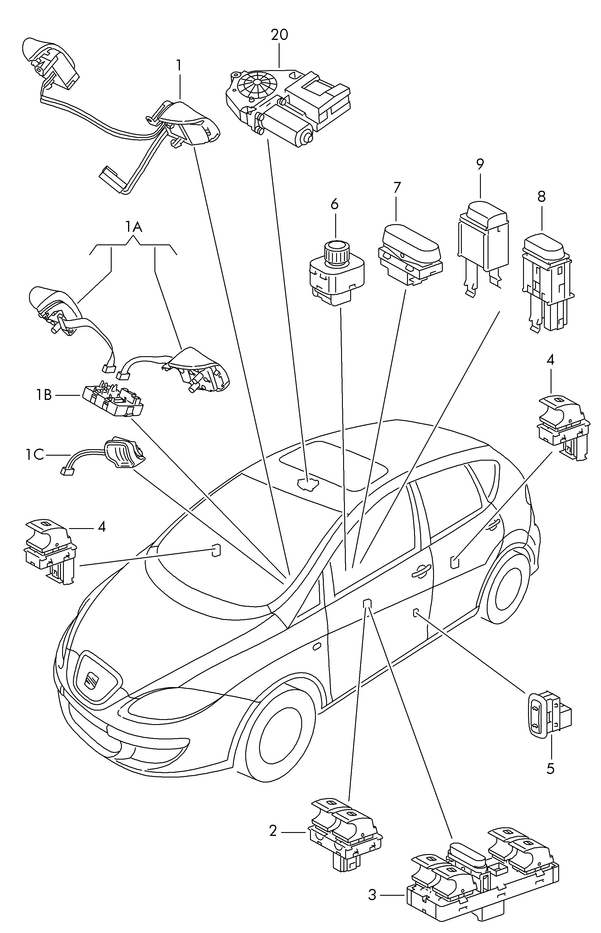 SEAT, Leon Europe, 2006 (1P-6-000 001 >>), Electrics, 95900  